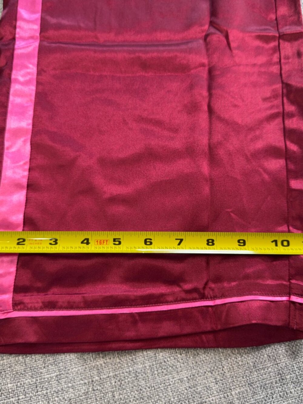 MERSEA Satin Lounge Pants XS Burgundy Pink Stripe Wide Leg Pajama Pants - Picture 2 of 7